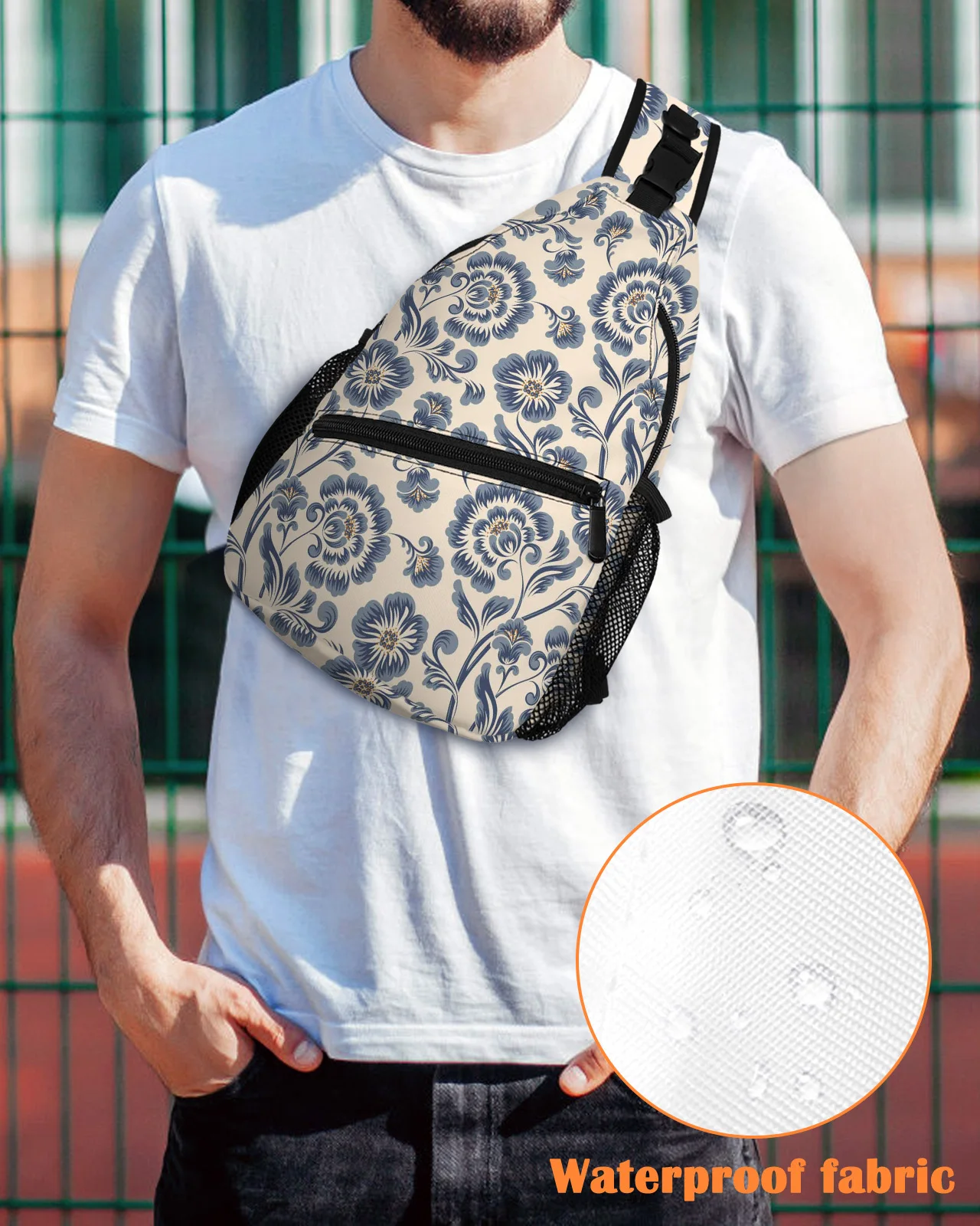 Floral Blue Retro Flower Chest Bag for Men Casual Sports Shoulder Bag Women's Travel Waterproof Messenger Bag
Floral Blue Retro Flower Chest Bag for Men Casual Sports Shoulder Bag Women's Travel Waterproof Messenger Bag