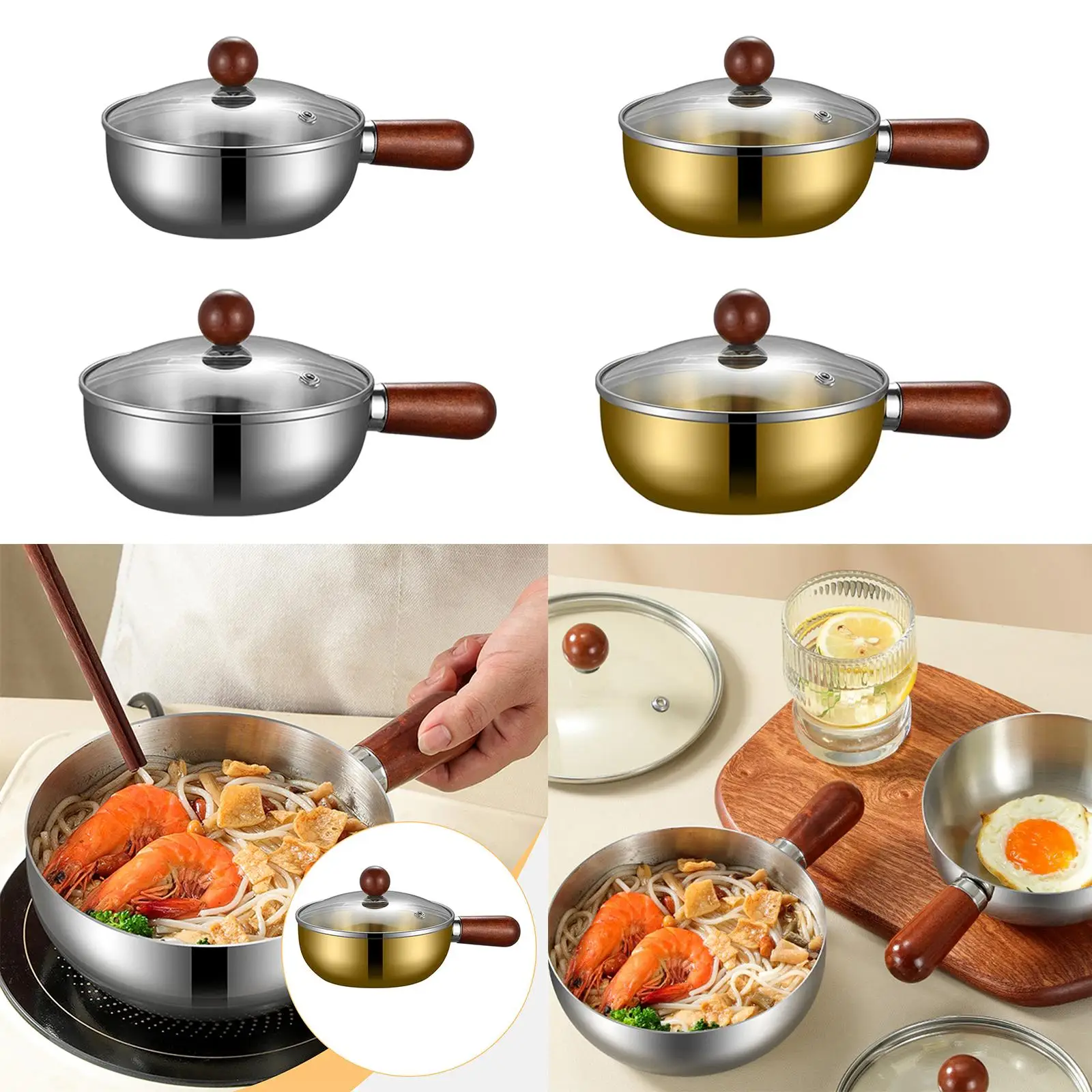 Saucepan Milk Pot for Heating Kitchen Cooking Tool Compatible with All Cooktops Stainless Steel Household Portable Soup Pot
Saucepan Milk Pot for Heating Kitchen Cooking Tool Compatible with All Cooktops Stainless Steel Household Portable Soup Pot
