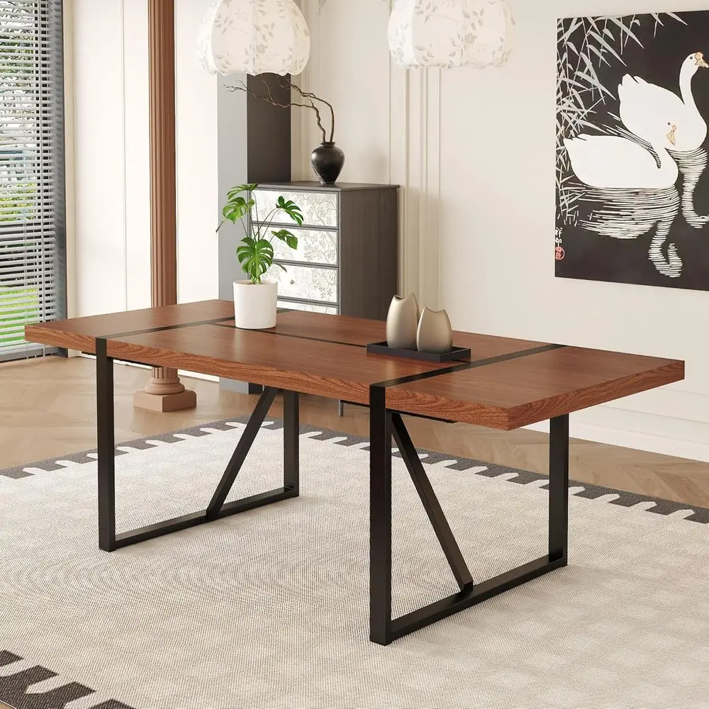 Seating for 8-10, Large Rectangular Dining Table, Perfect for Home, Kitchen, and Conference Spaces