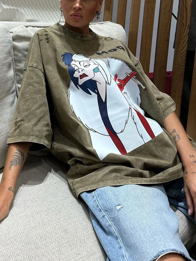 Oversize T-shirt for Women 2024 Summer Classic Washery Ripped Anime Print Cotton T-shirts Retro Women's Short Sleeve T-shirt Tee
Oversize T-shirt for Women 2024 Summer Classic Washery Ripped Anime Print Cotton T-shirts Retro Women's Short Sleeve T-shirt Tee