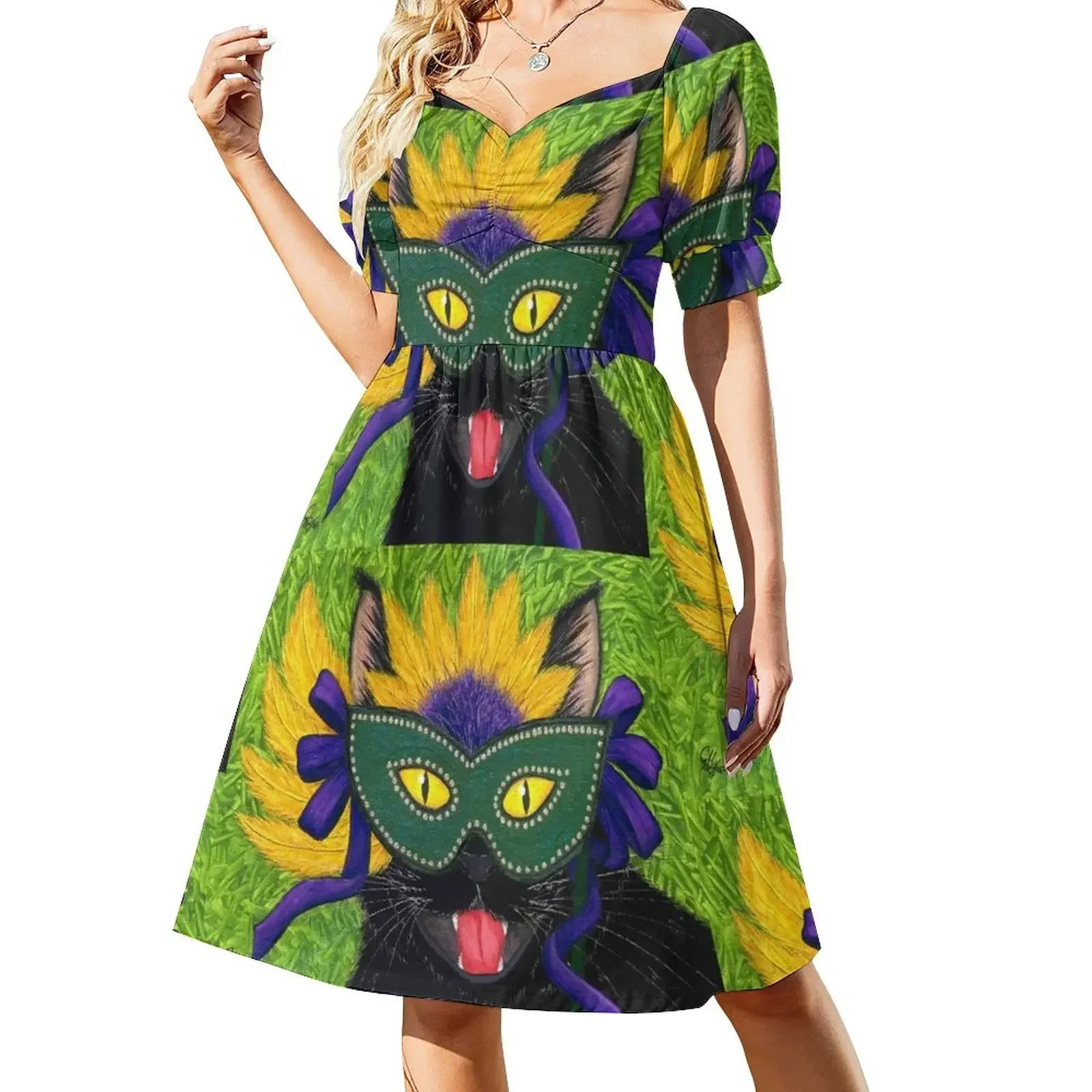Wild Mardi Gras Cat Short-Sleeved Dress dresses for women 2025 prom dress sexy short dresses daring Dress
Wild Mardi Gras Cat Short-Sleeved Dress dresses for women 2025 prom dress sexy short dresses daring Dress