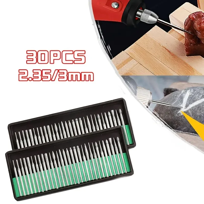 30Pcs Diamond Grinding Burr Needle Point Engraving Carving Polishing For Glass Jade Stone 2.35/3mm Drill Bit Rotary Tool Set
30Pcs Diamond Grinding Burr Needle Point Engraving Carving Polishing For Glass Jade Stone 2.35/3mm Drill Bit Rotary Tool Set