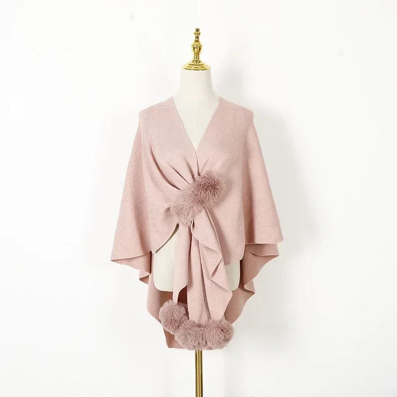 Imitation Wool Ball Hanging Cardigan Autumn Winter Women's Coat Fashion Street Shawl Poncho Lady Capes Pink Cloaks
Imitation Wool Ball Hanging Cardigan Autumn Winter Women's Coat Fashion Street Shawl Poncho Lady Capes Pink Cloaks