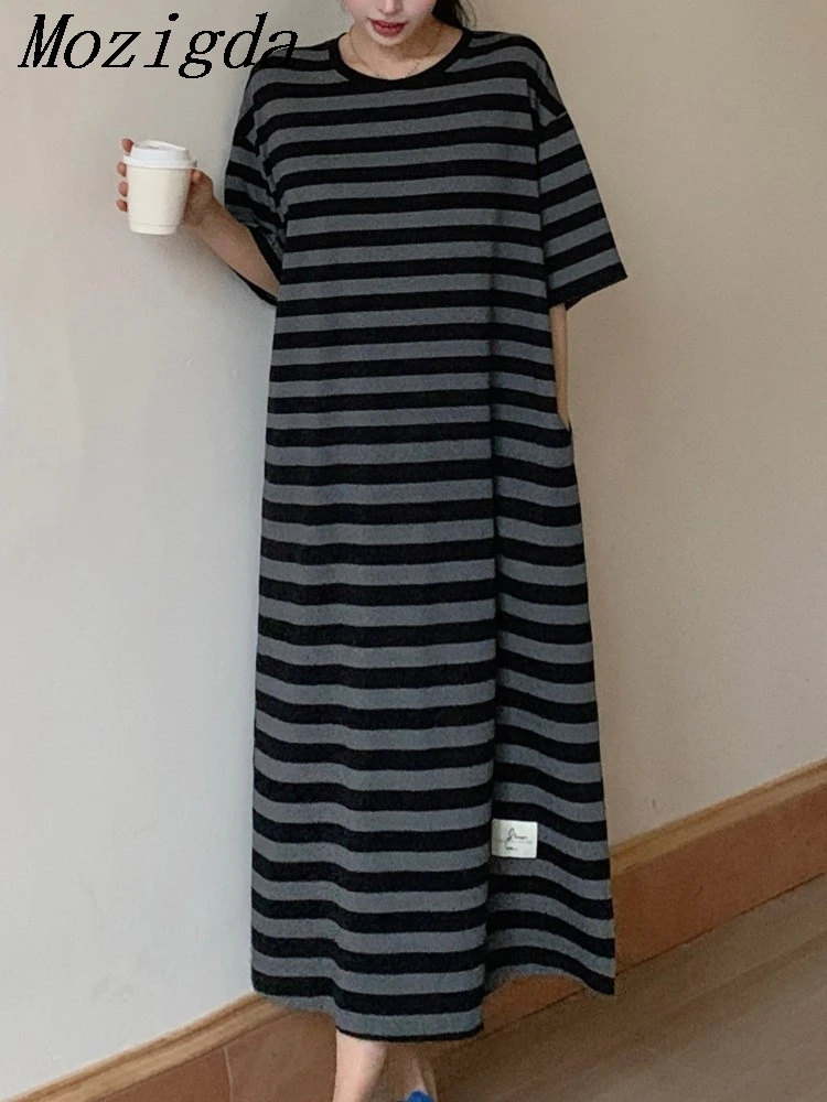 Summer Striped T Shirt Dress Women Korean Lazy Style Loose Ladies Dresses Plus Size Striped Short Sleeved Woman Dress Vestidos
Summer Striped T Shirt Dress Women Korean Lazy Style Loose Ladies Dresses Plus Size Striped Short Sleeved Woman Dress Vestidos