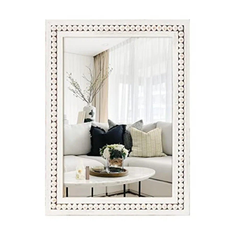Rustic Wooden Mirror, 22x30 Inch Farmhouse Boho Bathroom Rectangle Nursery Beads Decor Wall-Mounted Mirror for Bedroom, Living
Rustic Wooden Mirror, 22x30 Inch Farmhouse Boho Bathroom Rectangle Nursery Beads Decor Wall-Mounted Mirror for Bedroom, Living