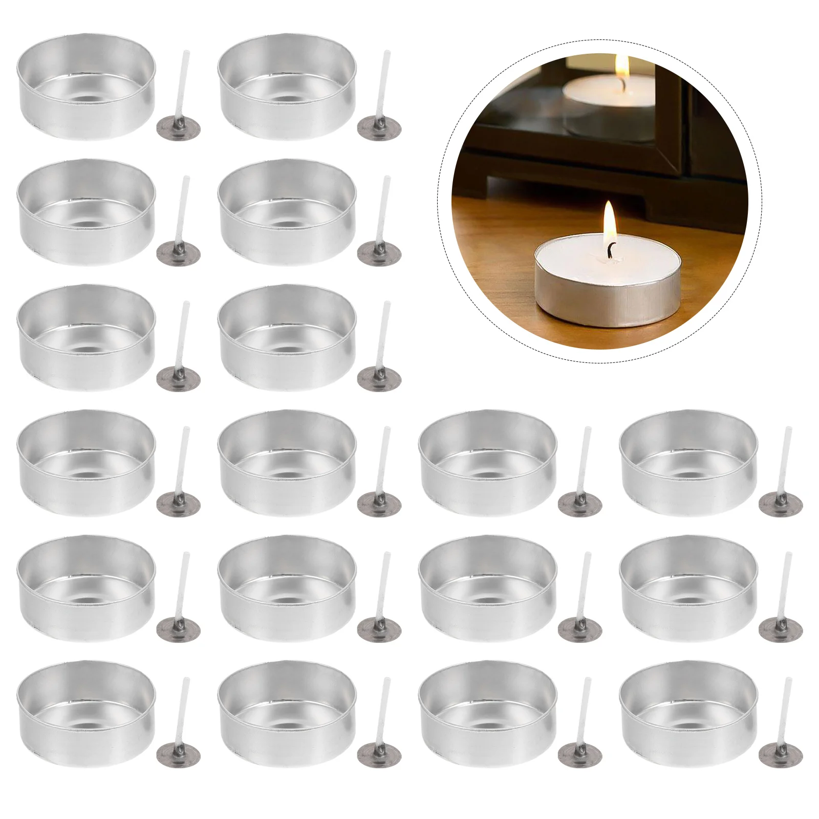 100 Sets Aluminum Shell Case for DIY Tea Light Tealight Accessories Holder Cup Wax Cotton Container Lights
100 Sets Aluminum Shell Case for DIY Tea Light Tealight Accessories Holder Cup Wax Cotton Container Lights