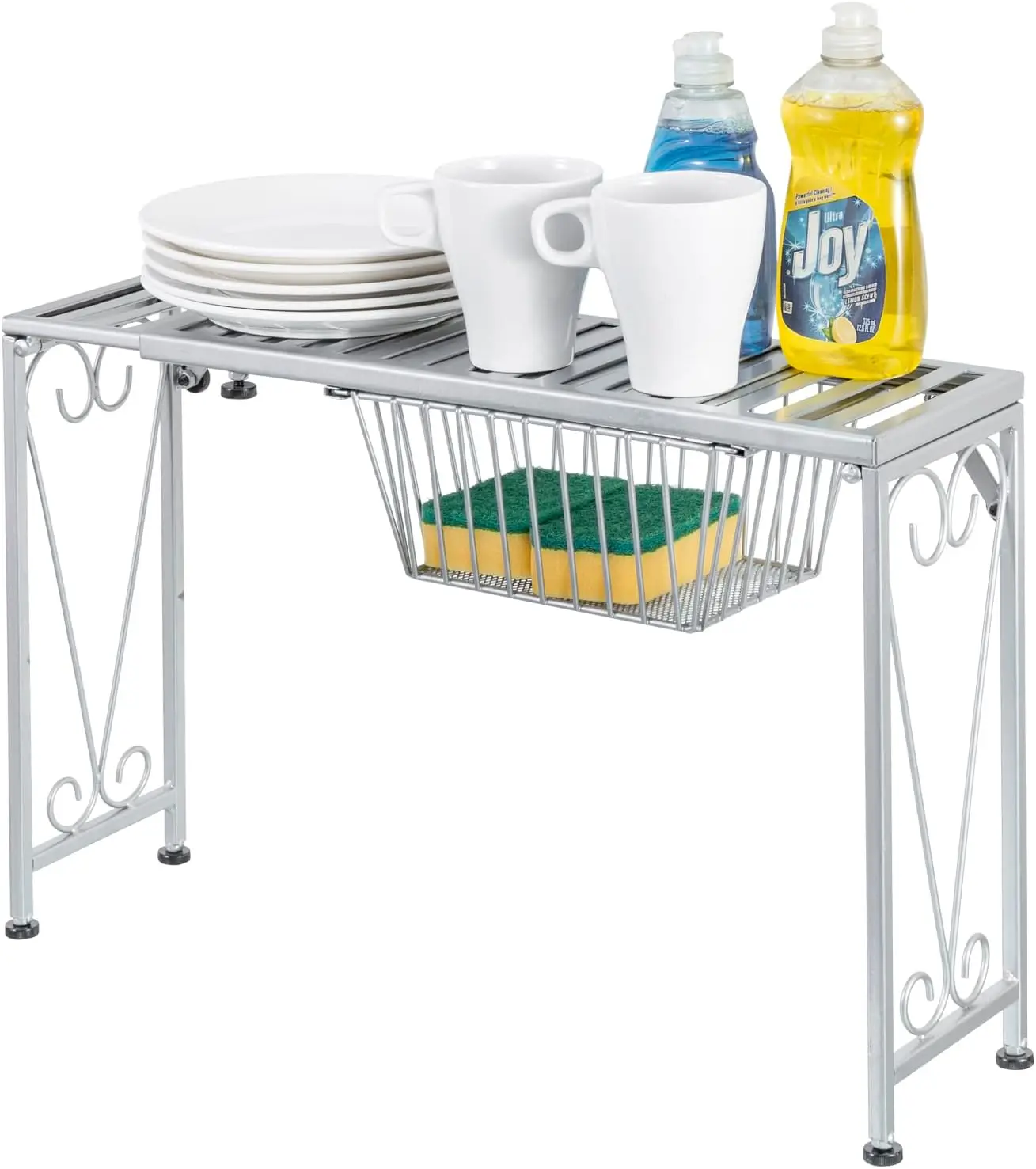 Silver Metal Over The Sink Organizer Shelf with Pull Out Drawer, Expandable Kitchen Caddy Rack, Bathroom Storage Shelf Riser wit
Silver Metal Over The Sink Organizer Shelf with Pull Out Drawer, Expandable Kitchen Caddy Rack, Bathroom Storage Shelf Riser wit