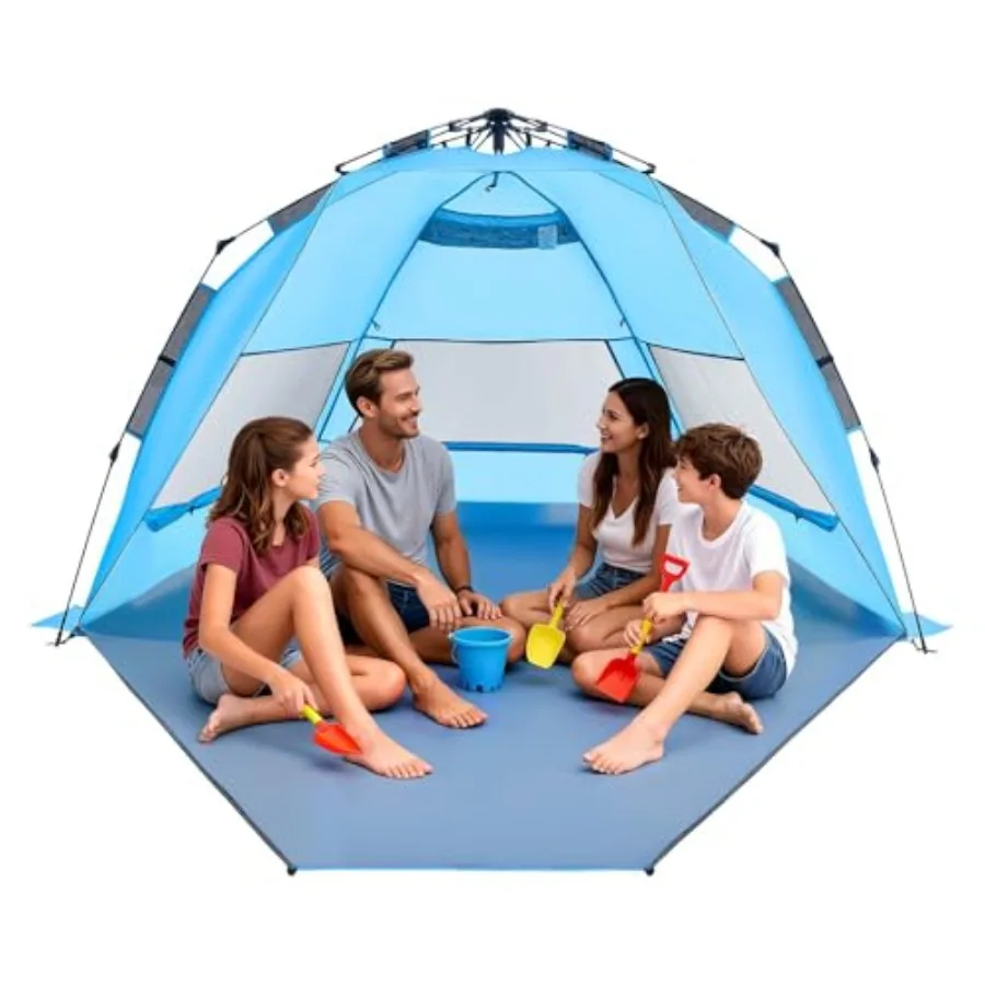 Beach Tent Sun Shelter for 4 Person, Pop Up Beach Tent UPF 50+ Protection, Portable Sun Shade Canopy with Carrying Bag and Sand
Beach Tent Sun Shelter for 4 Person, Pop Up Beach Tent UPF 50+ Protection, Portable Sun Shade Canopy with Carrying Bag and Sand