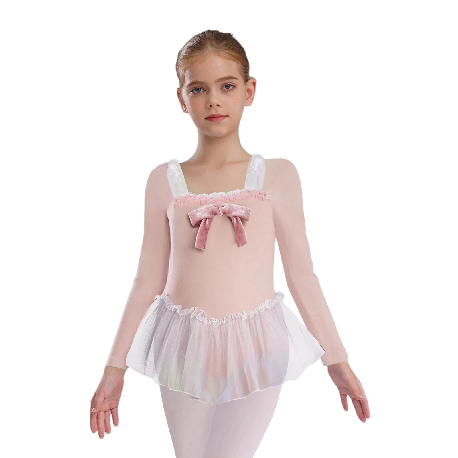Kids Girls Ballet Tutu Dress Velvet Bowknot Long/Ruffled Sleeve Square Neck Tulle Leotard Dress for Dance Practice Competition 
Kids Girls Ballet Tutu Dress Velvet Bowknot Long/Ruffled Sleeve Square Neck Tulle Leotard Dress for Dance Practice Competition