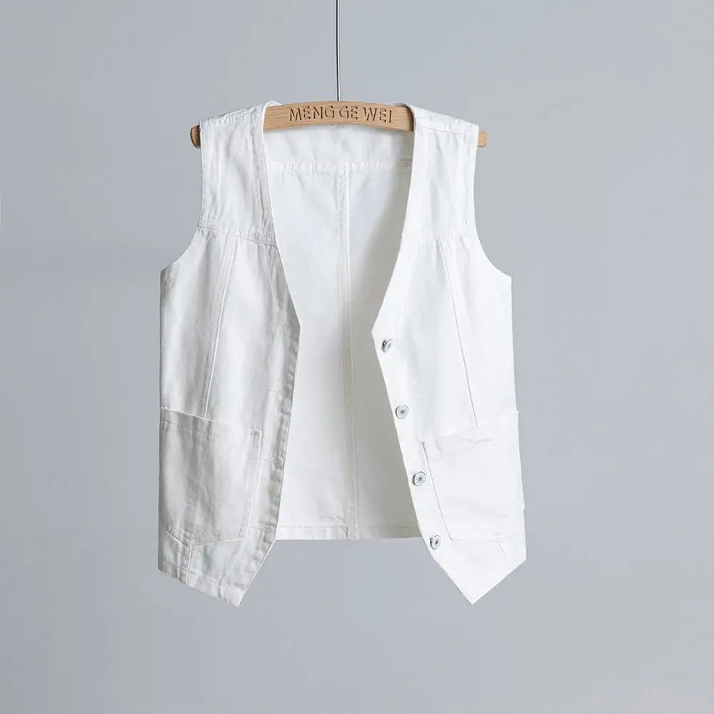 New Casual Short Vest, Spring And Autumn White Denim, Versatile And Fashionable Sleeveless Jacket For Women
New Casual Short Vest, Spring And Autumn White Denim, Versatile And Fashionable Sleeveless Jacket For Women