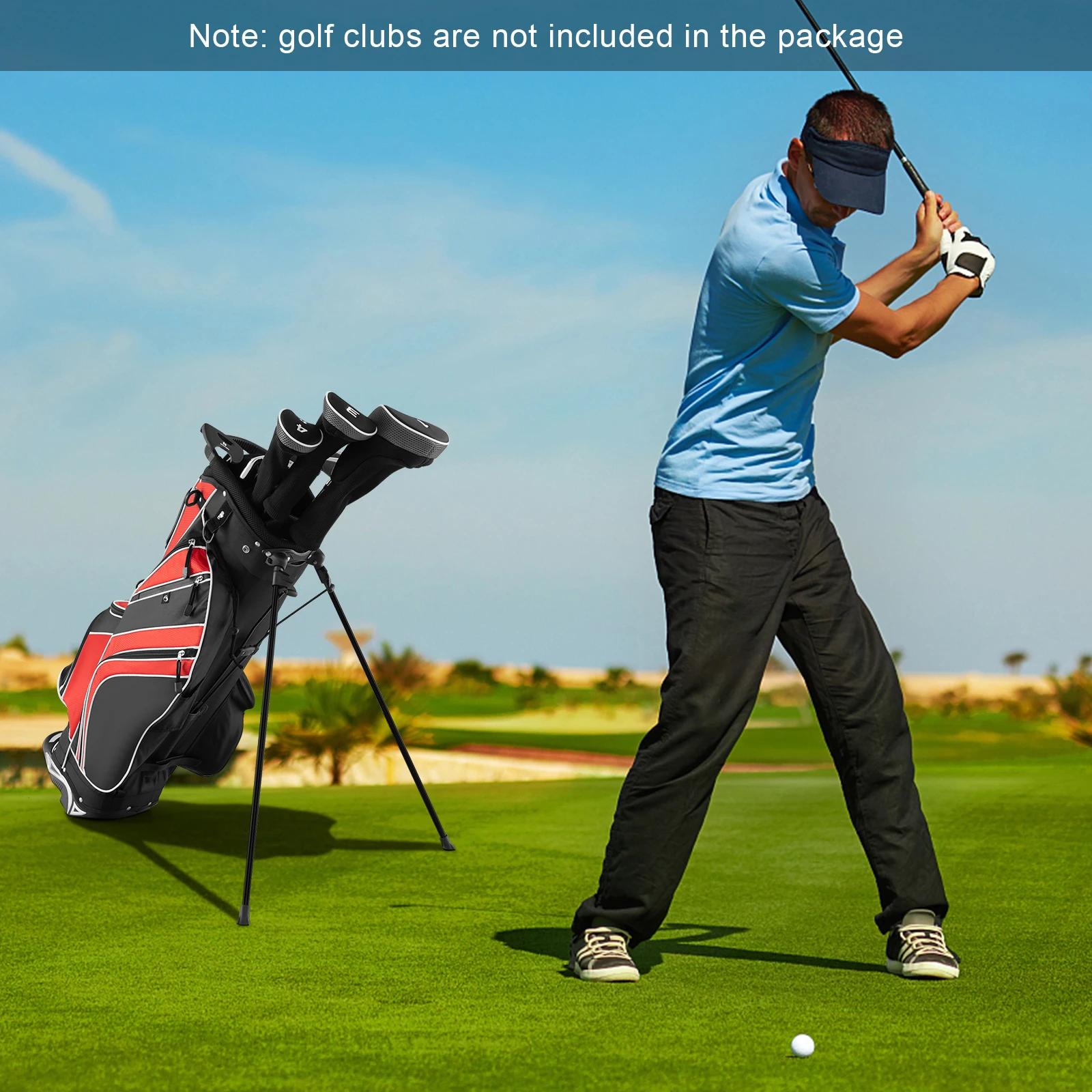 Golf Stand Cart Bag with 6-Way Divider Carry Pockets-Red
Golf Stand Cart Bag with 6-Way Divider Carry Pockets-Red
