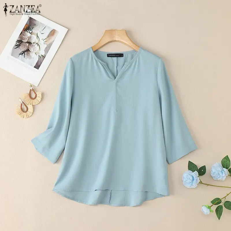ZANZEA Women V Neck 3/4 Sleeve Blouse 2026 Spring Summer Shirt Casual Solid Loose Tops Female Chemise Mujer Elegant Work Blouses
ZANZEA Women V Neck 3/4 Sleeve Blouse 2026 Spring Summer Shirt Casual Solid Loose Tops Female Chemise Mujer Elegant Work Blouses