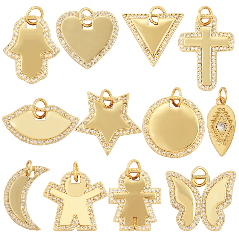 Fashion Love Heart Star Moon Girl Boy Triangular Hand Cross Butterfly Charm Pendant,18K Gold Brass Necklace Jewelry Findings L27
Fashion Love Heart Star Moon Girl Boy Triangular Hand Cross Butterfly Charm Pendant,18K Gold Brass Necklace Jewelry Findings L27