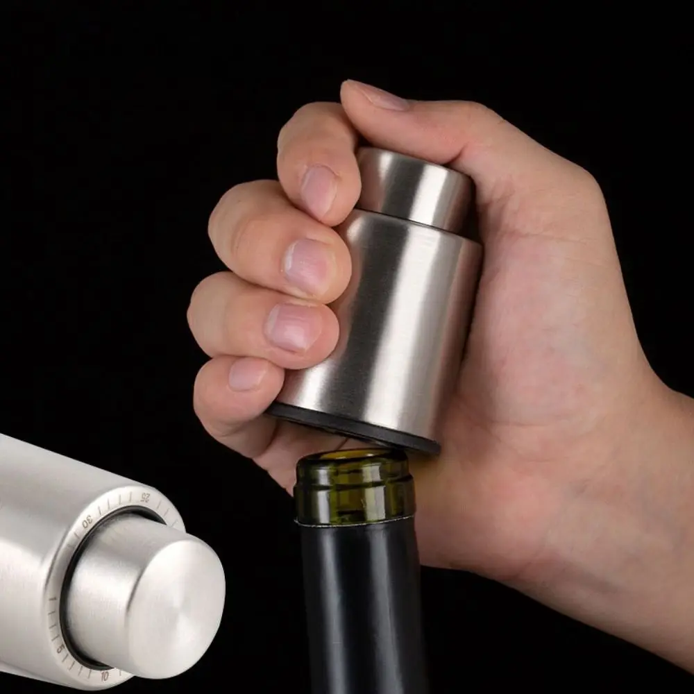Durable Stainless Steel Vacuum Wine Stoppers Press Type with Time Scale Wine Preserver Silver Reusable Wine Bottle Stoppers Home
Durable Stainless Steel Vacuum Wine Stoppers Press Type with Time Scale Wine Preserver Silver Reusable Wine Bottle Stoppers Home