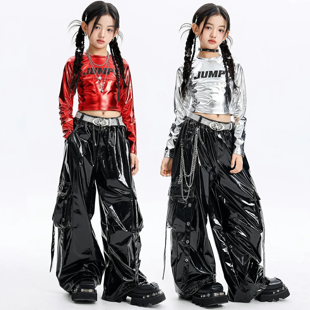 Children Girls Hip Hop Jazz Stage Show Dance Clothes Leather T-shirt Pant Sets Kids Teenager T Shirt Trousers Suits Costumes
Children Girls Hip Hop Jazz Stage Show Dance Clothes Leather T-shirt Pant Sets Kids Teenager T Shirt Trousers Suits Costumes