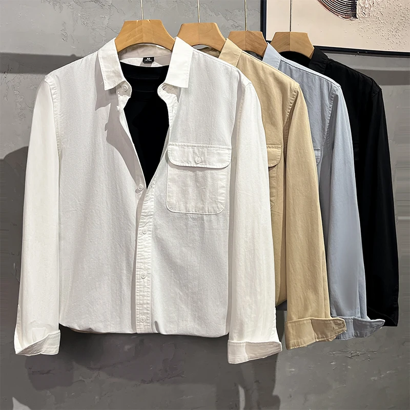 Men's 100% Cotton Fashion Pocket Shirt Lapel Casual Long Sleeve Shirt Coat High Street Baggy Solid Color Comfortable Male Top
Men's 100% Cotton Fashion Pocket Shirt Lapel Casual Long Sleeve Shirt Coat High Street Baggy Solid Color Comfortable Male Top
