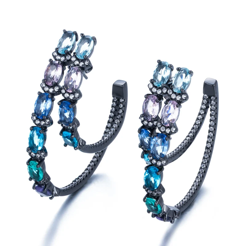 ThreeGraces New Fashion Bohemian Multicolor Cubic Zirconia Large Double Hoop Earrings for Women Party Jewelry Accesories E1319 
ThreeGraces New Fashion Bohemian Multicolor Cubic Zirconia Large Double Hoop Earrings for Women Party Jewelry Accesories E1319