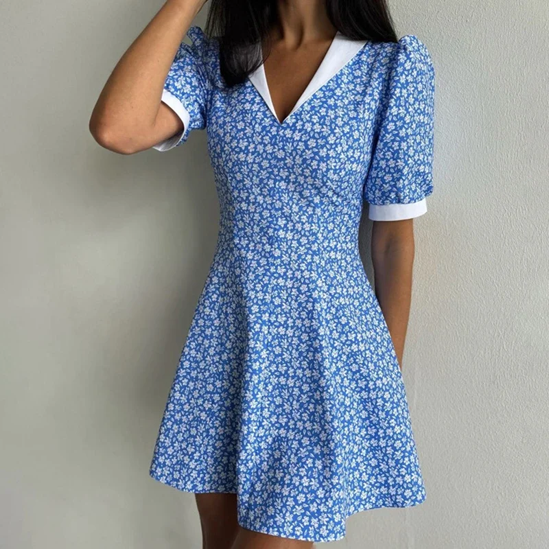 Tuularose Elegant Printed Dress Fashion Lapel High Waist Contrast Slim A-line Short Sleeve Dress Summer Luxury Women Party Dress
Tuularose Elegant Printed Dress Fashion Lapel High Waist Contrast Slim A-line Short Sleeve Dress Summer Luxury Women Party Dress