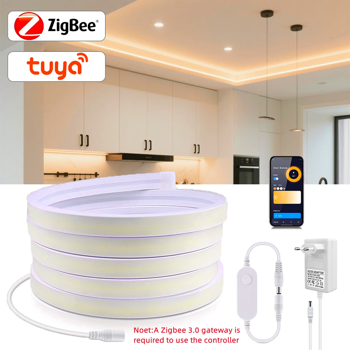 Zigbee Samrt Неоновая полоса света с регулируемой яркостью Кухонная лампа с контроллером 12 В Поддержка Alexa Google Home Приложение Голосовое управление
Zigbee Samrt Неоновая полоса света с регулируемой яркостью Кухонная лампа с контроллером 12 В Поддержка Alexa Google Home Приложение Голосовое управление