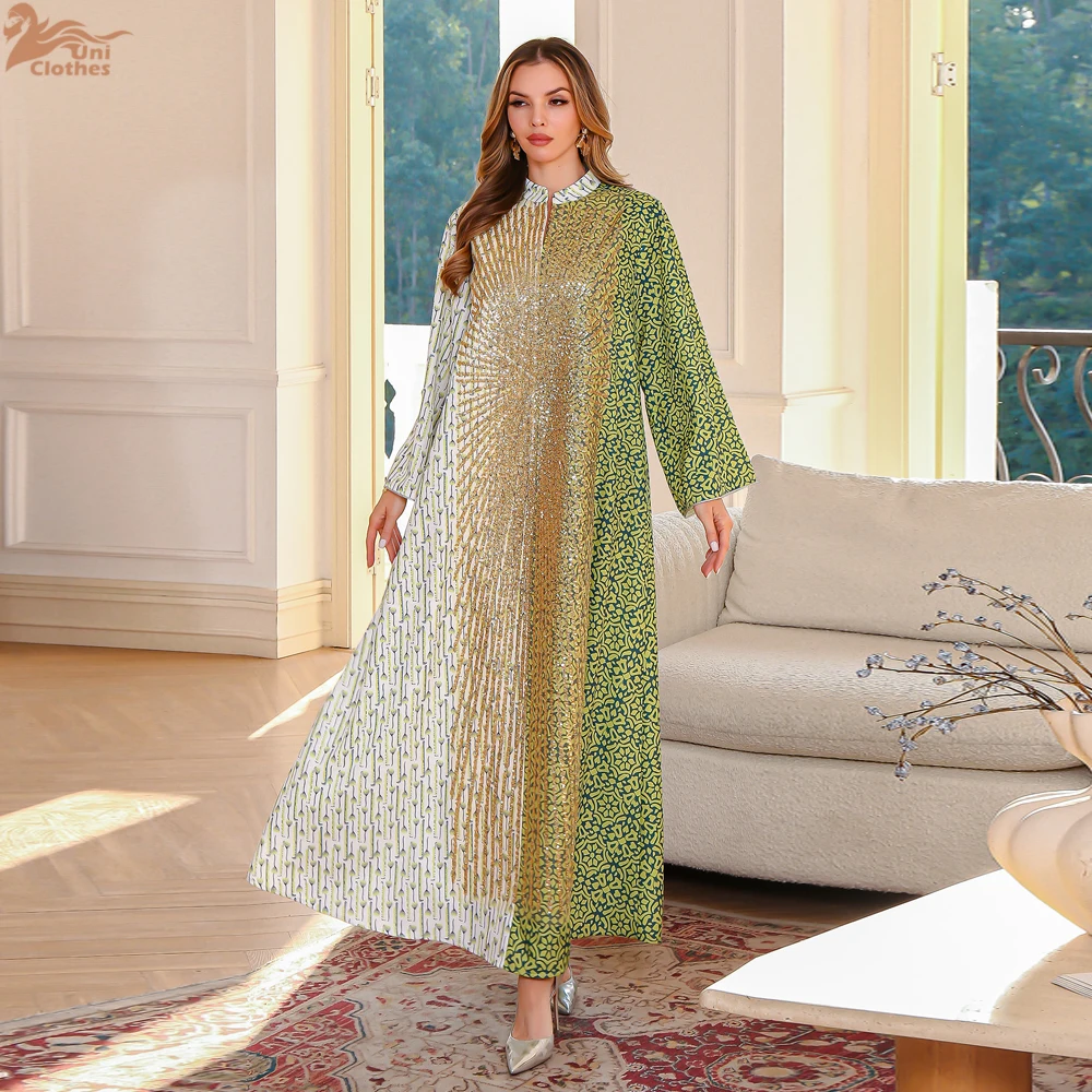 Uni New Dubai Luxury Woman Evening Dress Sequins Patchwork Abaya Muslim Floral print Kaftans Woman 2025
Uni New Dubai Luxury Woman Evening Dress Sequins Patchwork Abaya Muslim Floral print Kaftans Woman 2025