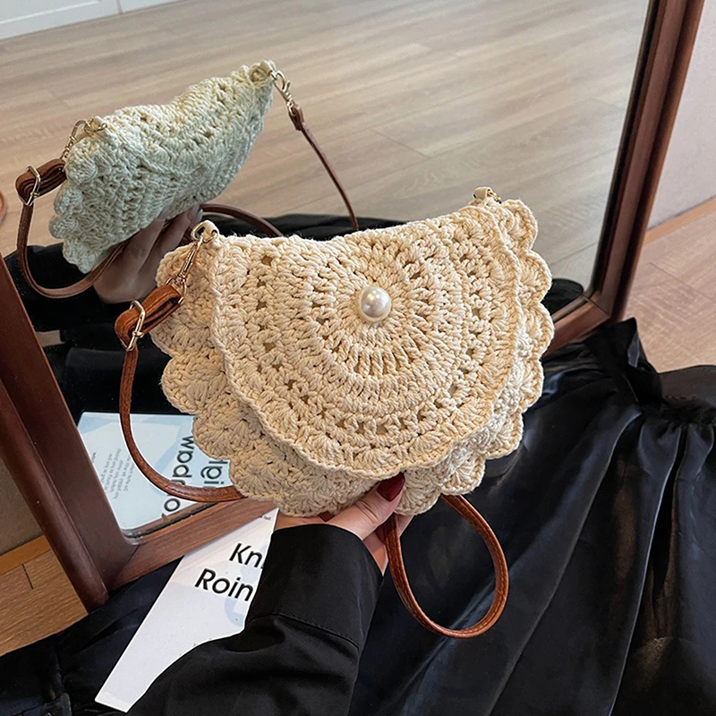 Fashion Hollow Woven Shoulder Bag For Women Handmade Cotton Thread Crochet Crossbody Bag Summer Bag Flip Button Handbag
Fashion Hollow Woven Shoulder Bag For Women Handmade Cotton Thread Crochet Crossbody Bag Summer Bag Flip Button Handbag
