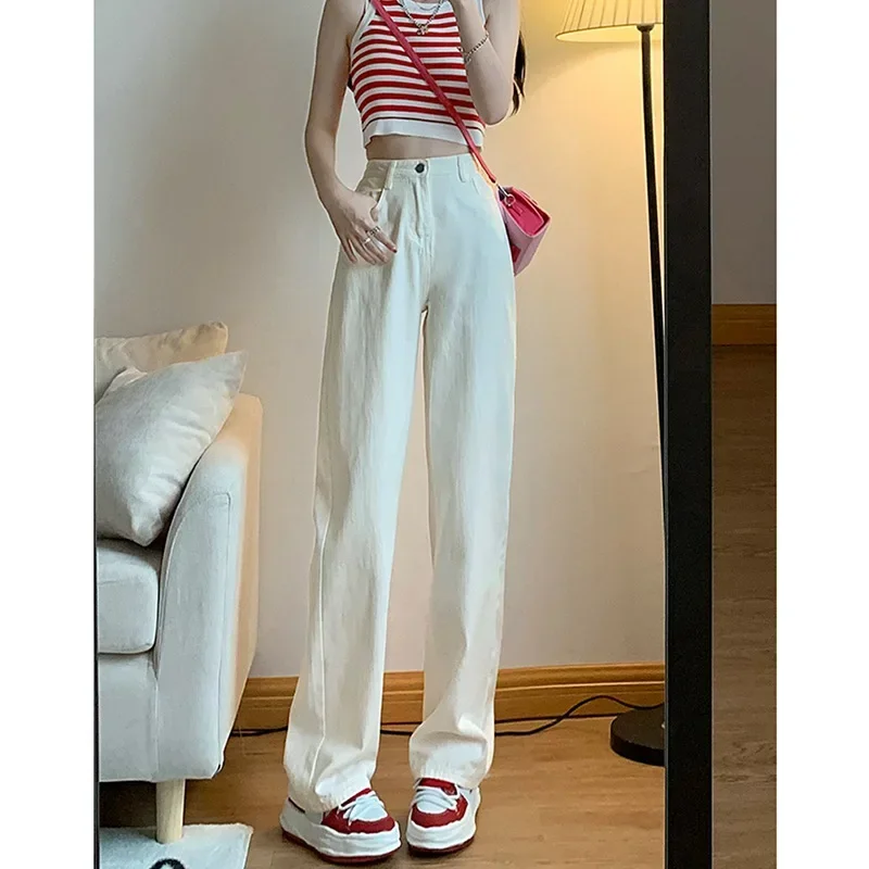 PopPopSix Colors Retro Hong Kong Style High Waist Wide Leg Jeans Women's Loose Straight Cut Long Pants Draping Floor-Length Trou
PopPopSix Colors Retro Hong Kong Style High Waist Wide Leg Jeans Women's Loose Straight Cut Long Pants Draping Floor-Length Trou