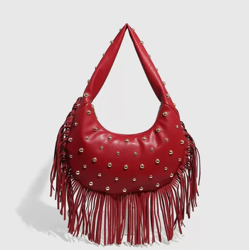 Retro Rivet Tote Underarm Bag Tassels Motorcycle Bag Soft PU Leather Large Capacity Dhoulder Bag Y2K Punk Travel Crossbody Bag
Retro Rivet Tote Underarm Bag Tassels Motorcycle Bag Soft PU Leather Large Capacity Dhoulder Bag Y2K Punk Travel Crossbody Bag