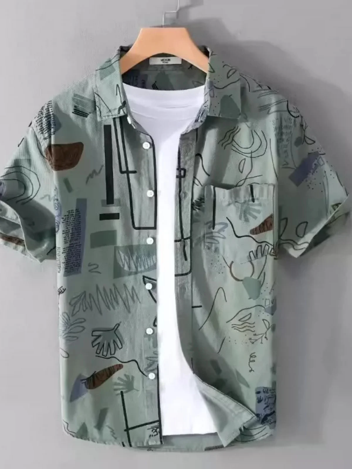 Casual Loose Men's ort Sve irt Pure Cotton Printed Design Faionable Top Youth Summer Wear Durable Iron-Free Treaent
Casual Loose Men's ort Sve irt Pure Cotton Printed Design Faionable Top Youth Summer Wear Durable Iron-Free Treaent