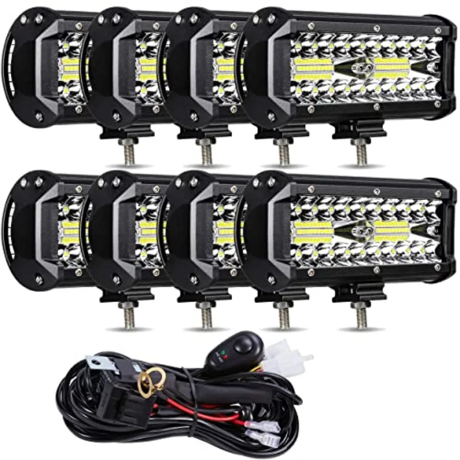 7-дюймовые светодиодные световые балки - 8 шт. 120W LED-модули, трехрядные комбинированные рабочие фары (рассеянный и точечный свет), 12V 24V 12000 лм, внедорожные фары для вождения
7-дюймовые светодиодные световые балки - 8 шт. 120W LED-модули, трехрядные комбинированные рабочие фары (рассеянный и точечный свет), 12V 24V 12000 лм, внедорожные фары для вождения