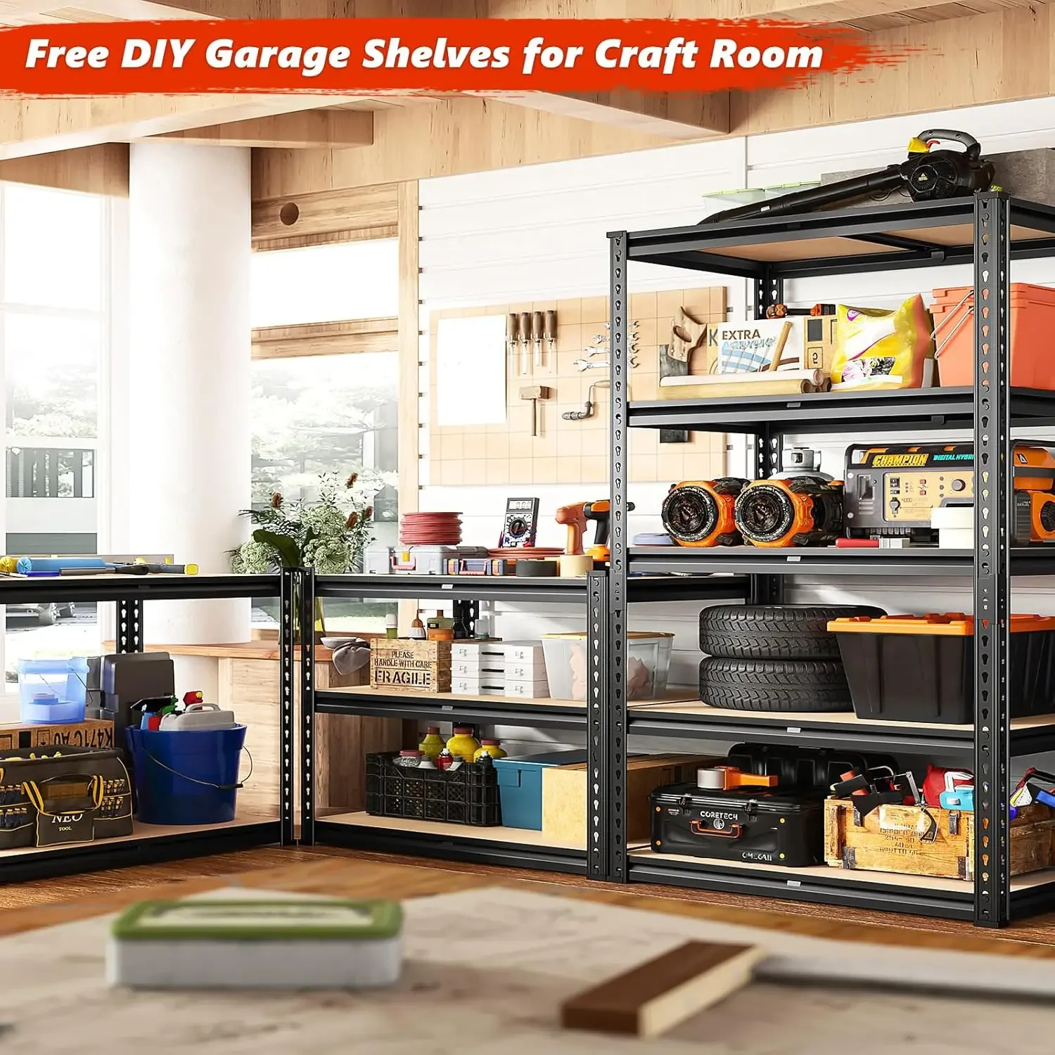 72" H Garage Shelving Heavy Duty Shelves for Storage 2000LBS Garage Storage Shelves Adjustable 5 Tier Metal Storage Shelving
72" H Garage Shelving Heavy Duty Shelves for Storage 2000LBS Garage Storage Shelves Adjustable 5 Tier Metal Storage Shelving