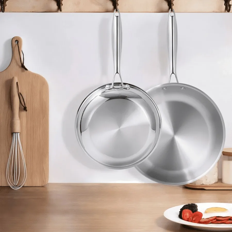 Stainless Steel Fry Pan Set Skillet Set 9.5 Inch and 11 Inch Silver
Stainless Steel Fry Pan Set Skillet Set 9.5 Inch and 11 Inch Silver