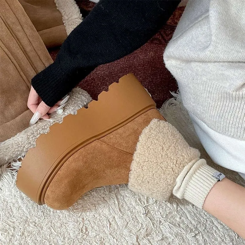 Women's Winter Snow Boots Thick Bottom Heightening Fleece Lined Warm Fur Short Fashion Cute Big Head Cotton Shoes
Women's Winter Snow Boots Thick Bottom Heightening Fleece Lined Warm Fur Short Fashion Cute Big Head Cotton Shoes