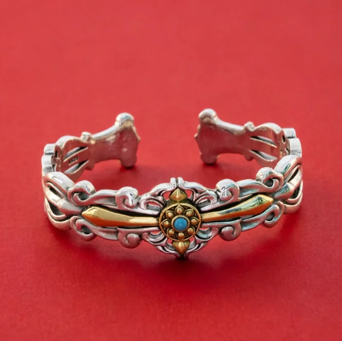 Japanese and Korean Punk Style Sterling Silver Sunflower Bracelet Wide Face Male Personality Punk Handsome Jewelry Trend Open Br
Japanese and Korean Punk Style Sterling Silver Sunflower Bracelet Wide Face Male Personality Punk Handsome Jewelry Trend Open Br