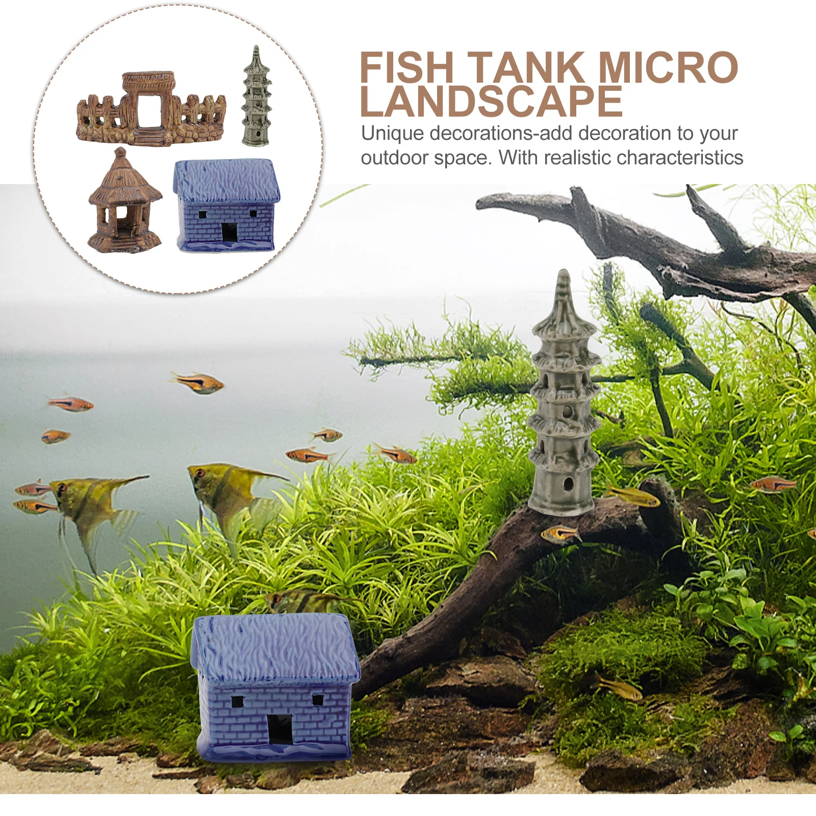 4Pcs Aquarium Decor Fish Tank Decoration Ceramic Underwater Ornament Realistic Landscape Prop Long-Lasting Color Fade-Resistant
4Pcs Aquarium Decor Fish Tank Decoration Ceramic Underwater Ornament Realistic Landscape Prop Long-Lasting Color Fade-Resistant