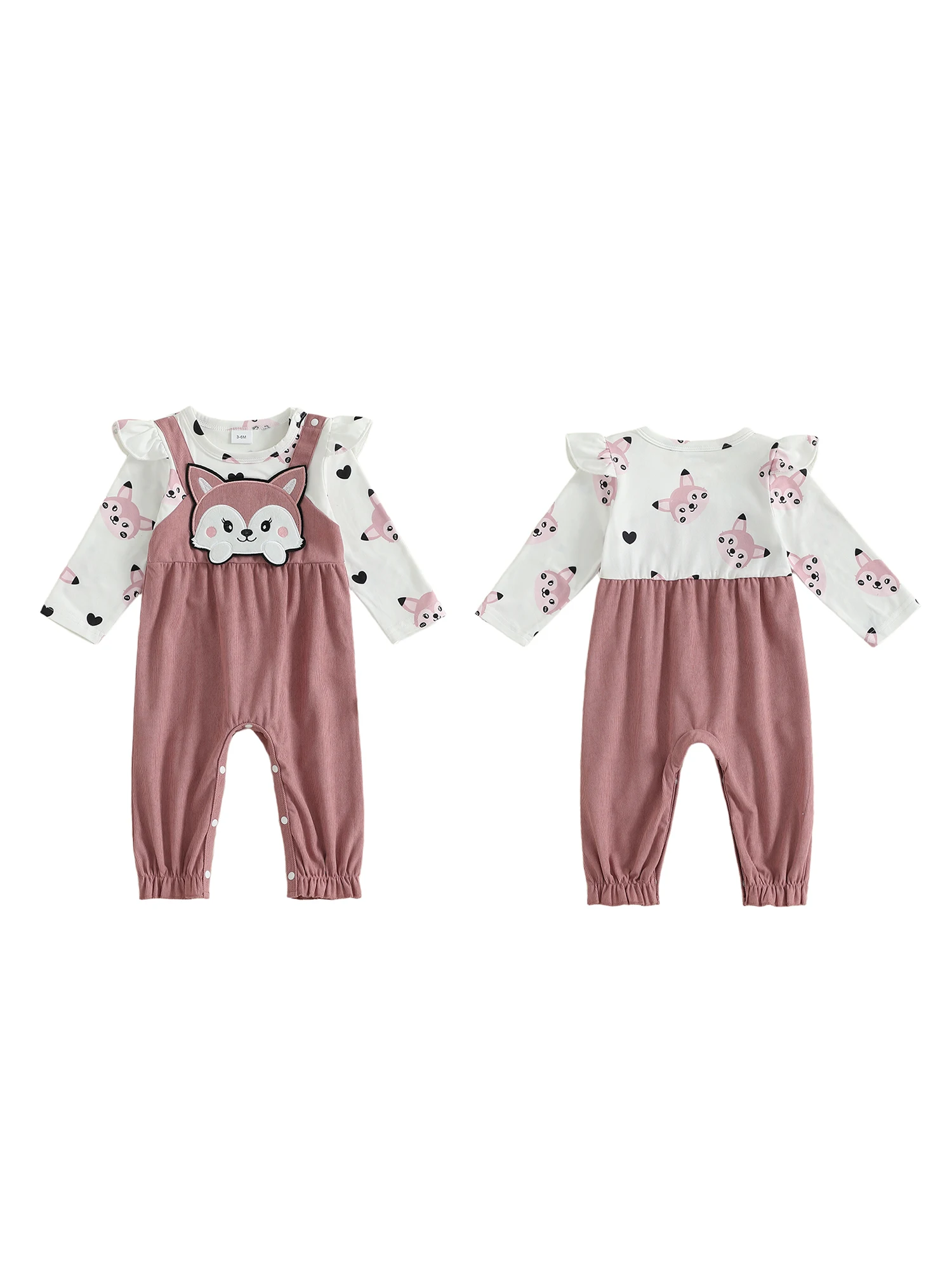 Toddler Girls Romper Adorable Long Sleeve Crew Neck Jumpsuit with Cute Cartoon Fox Patchwork Design for Casual Wear
Toddler Girls Romper Adorable Long Sleeve Crew Neck Jumpsuit with Cute Cartoon Fox Patchwork Design for Casual Wear