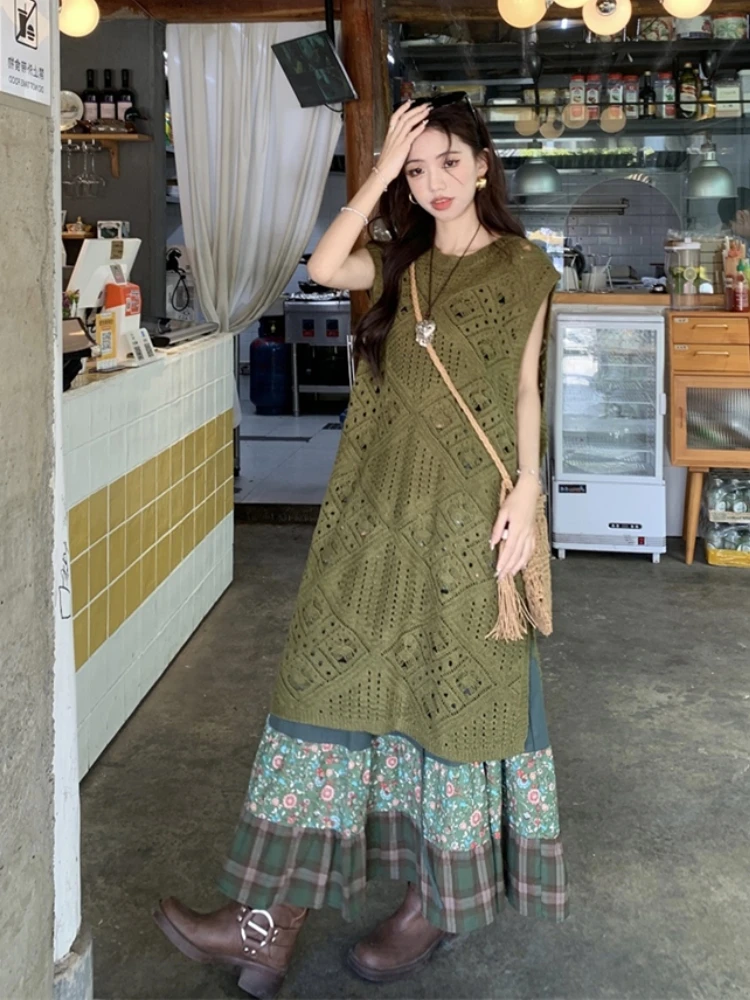 Women's Ethnic Sle Layered Dr Vest Hollow Knitted Dr Floral f Skirt Two-Piece Set Summer Vintage Faion
Women's Ethnic Sle Layered Dr Vest Hollow Knitted Dr Floral f Skirt Two-Piece Set Summer Vintage Faion