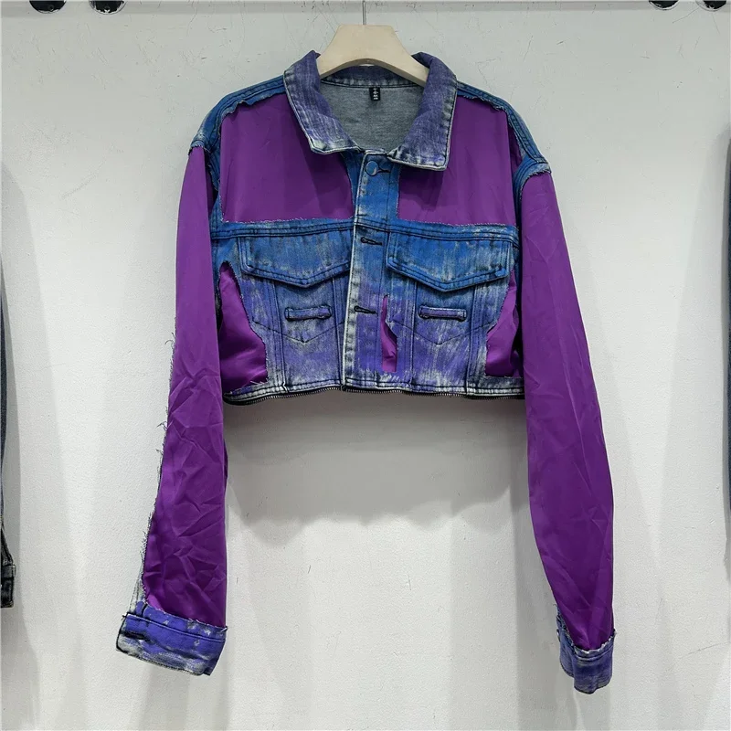 Streetwear Fashion Graffiti Denim Jacket Women Loose Short Cowboy Outerwear Korean Splicing Long Sleeve Jeans Jacket Coat Female
Streetwear Fashion Graffiti Denim Jacket Women Loose Short Cowboy Outerwear Korean Splicing Long Sleeve Jeans Jacket Coat Female