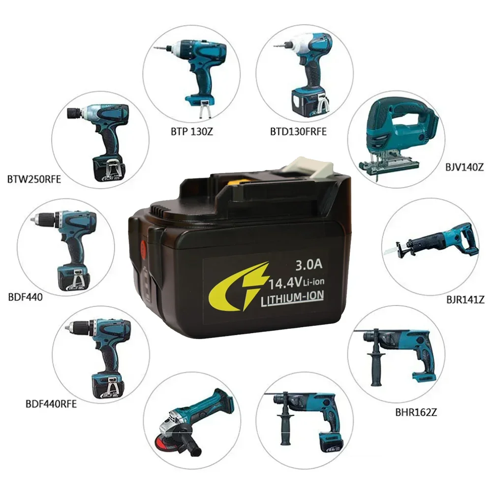 14.4V Power Tools BL1460 BL1430 1415 194066-1 for Makita 3000mAh 14.4V Rechargeable Li-ion Battery
14.4V Power Tools BL1460 BL1430 1415 194066-1 for Makita 3000mAh 14.4V Rechargeable Li-ion Battery