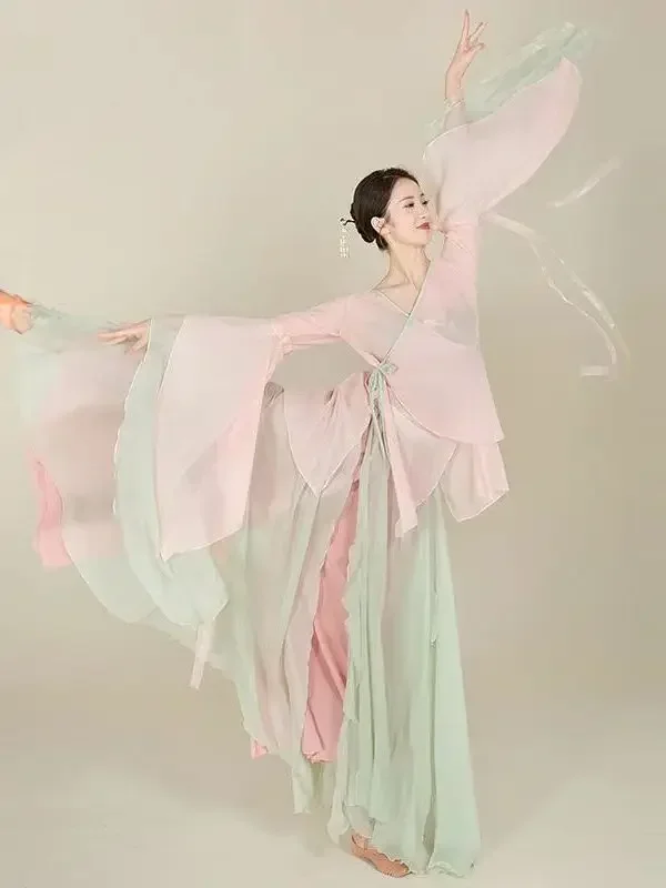Chinese Classical Dance Folk Practice Clothes Traditional National Yangko Hanfu Clothing Elegant Female Modern Dancing Costume
Chinese Classical Dance Folk Practice Clothes Traditional National Yangko Hanfu Clothing Elegant Female Modern Dancing Costume