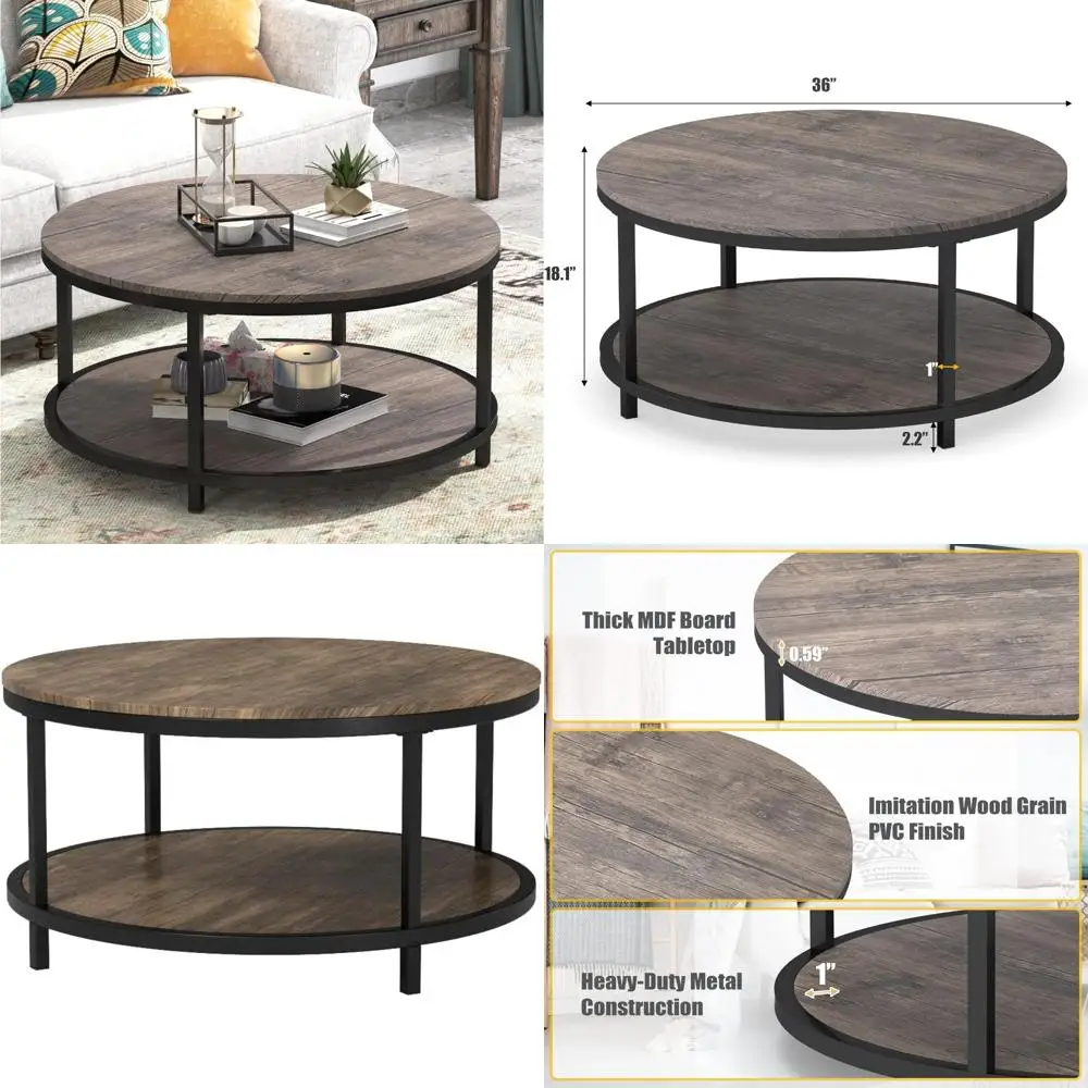 Круглый журнальный столик в деревенском стиле для гостиной, диаметр 35,8 дюйма с металлическим каркасом
Круглый журнальный столик в деревенском стиле для гостиной, диаметр 35,8 дюйма с металлическим каркасом