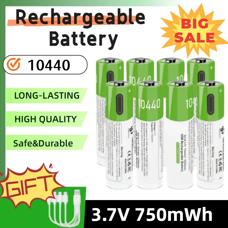 NEW 3.7V 10440 USB Rechargeable Li-ion Battery AAA 10440 Button Top for Headlamp Mechanical Mod Torch Headlight Vap Cable
NEW 3.7V 10440 USB Rechargeable Li-ion Battery AAA 10440 Button Top for Headlamp Mechanical Mod Torch Headlight Vap Cable