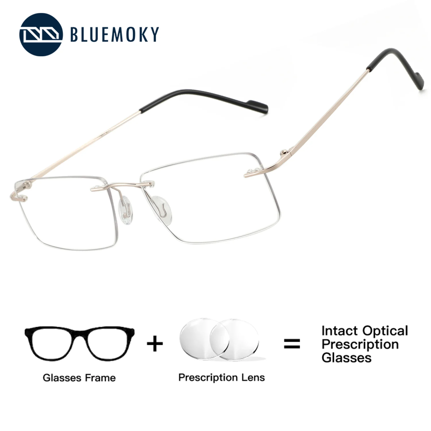 BLUEMOKY Men‘s Rimless Square Metal Prescription Glasses Blue Light Blocking Photochromic Lenses For Myopia Computer Vision
BLUEMOKY Men‘s Rimless Square Metal Prescription Glasses Blue Light Blocking Photochromic Lenses For Myopia Computer Vision