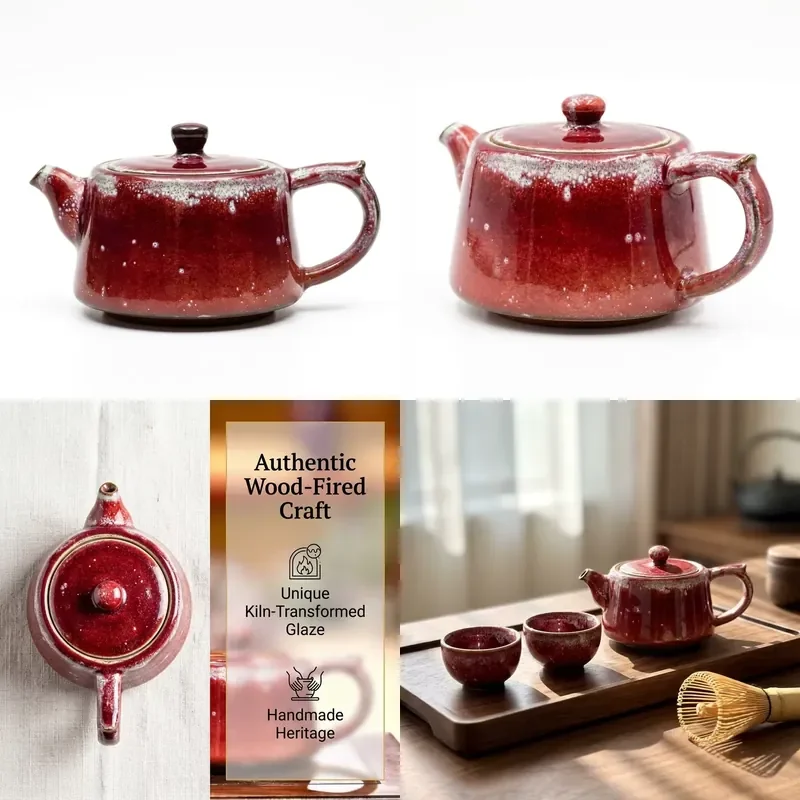 【CHIMU HOME】 Exquisite Handmade Jun Porcelain Teapot for Chinese Heritage Rich Ruby Red Glaze 200ml Heat-Resisting
【CHIMU HOME】 Exquisite Handmade Jun Porcelain Teapot for Chinese Heritage Rich Ruby Red Glaze 200ml Heat-Resisting