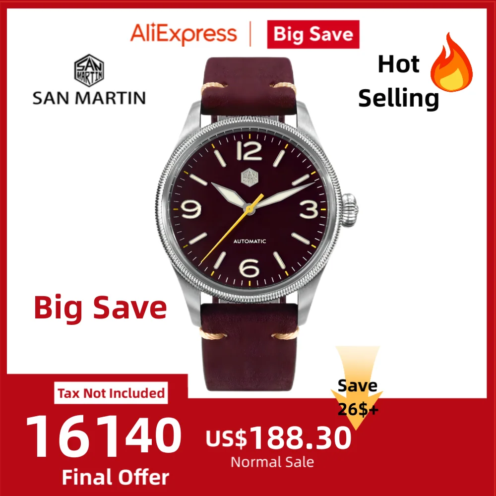 San Martin 38.5mm NH35 Pilot Watch For Men Watch Waterproof Wristwatch Retro Sport Luminous 10Bar Montre Homme 시계 SN0033-1
San Martin 38.5mm NH35 Pilot Watch For Men Watch Waterproof Wristwatch Retro Sport Luminous 10Bar Montre Homme 시계 SN0033-1