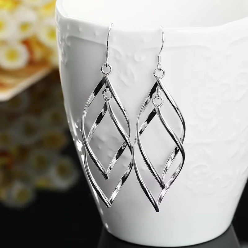 Fine High Quality 925 Sterling Silver Earrings Fashion Jewelry Elegant Woman Hanging Drop Long Wedding Christmas Gifts
Fine High Quality 925 Sterling Silver Earrings Fashion Jewelry Elegant Woman Hanging Drop Long Wedding Christmas Gifts