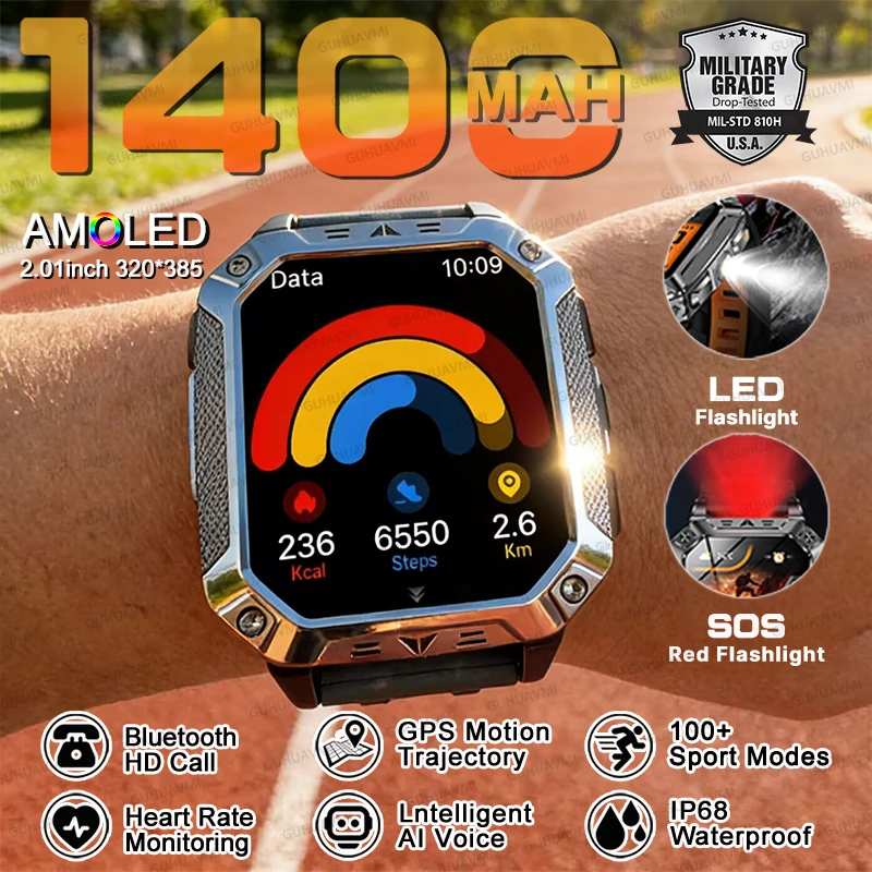 Тактические военные умные часы с супербатареей 1400 мАч, водонепроницаемые часы с функцией отслеживания фитнеса IP68, мужские спортивные часы с фонариком
Тактические военные умные часы с супербатареей 1400 мАч, водонепроницаемые часы с функцией отслеживания фитнеса IP68, мужские спортивные часы с фонариком