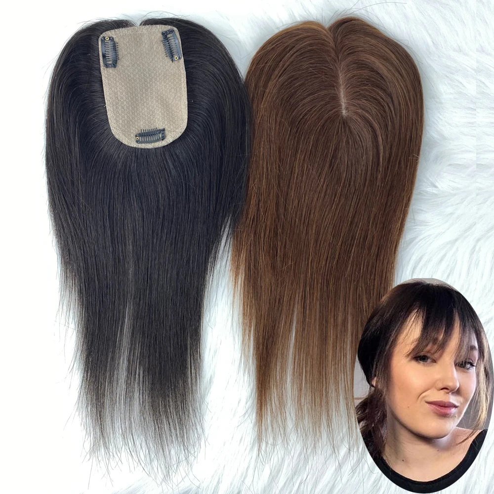 9X14cm Remy Human Hair Toppers For Women 3 Clips In Hairpieces 4D Fringe Bangs Topper Natural Scalp Top to Hide Bald White Hair
9X14cm Remy Human Hair Toppers For Women 3 Clips In Hairpieces 4D Fringe Bangs Topper Natural Scalp Top to Hide Bald White Hair