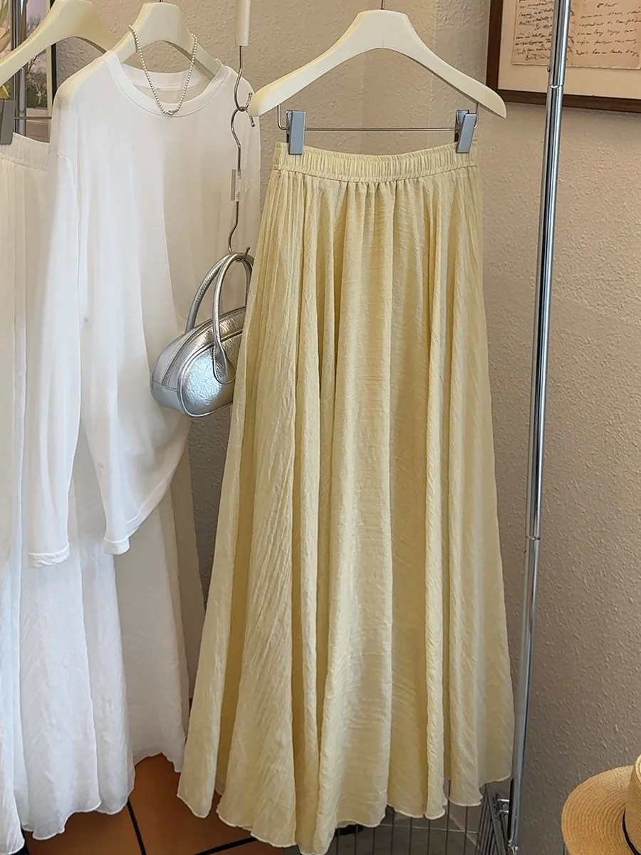 Solid Color Summer Skirts Women Fashion Chic Elastic Waist Solid Draped Big Swing A-line Skirt Elegant Women Half Body Skirt
Solid Color Summer Skirts Women Fashion Chic Elastic Waist Solid Draped Big Swing A-line Skirt Elegant Women Half Body Skirt