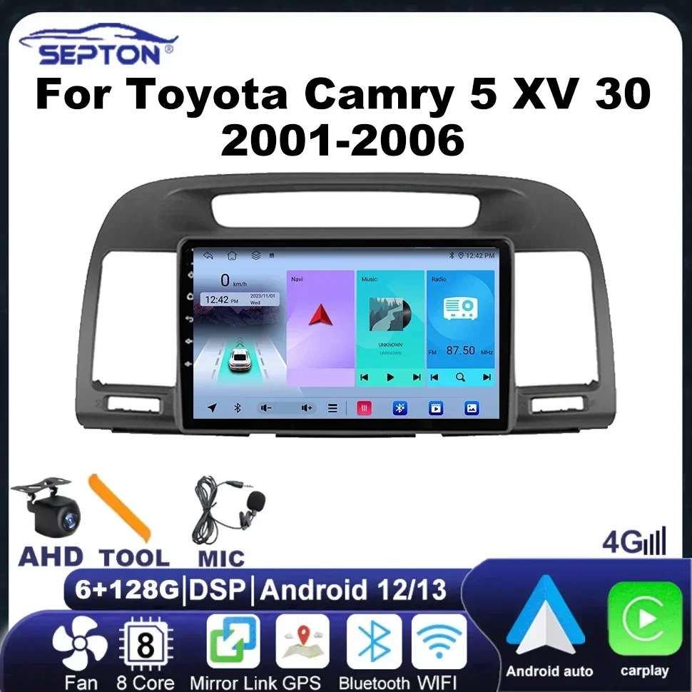 SEPTON 2Din Android автомобильный радиоприемник Carplay для Toyota Camry 5 XV 30 2001-2006 8 ядер Qled Net навигация GPS мультимедийный плеер экран
SEPTON 2Din Android автомобильный радиоприемник Carplay для Toyota Camry 5 XV 30 2001-2006 8 ядер Qled Net навигация GPS мультимедийный плеер экран