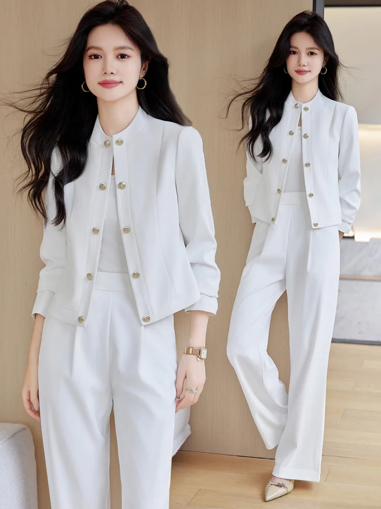 White Style Suit Coat for Women Spring and Autumn2024New Small Short Wide-Leg Pants Professional Tailored Suit Suit
White Style Suit Coat for Women Spring and Autumn2024New Small Short Wide-Leg Pants Professional Tailored Suit Suit